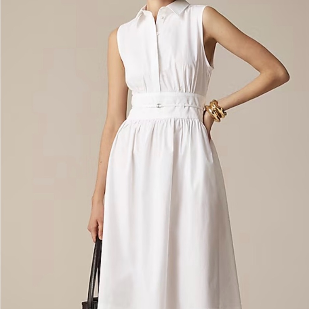 J. Crew White Fitted-waist shirtdress in cotton poplin